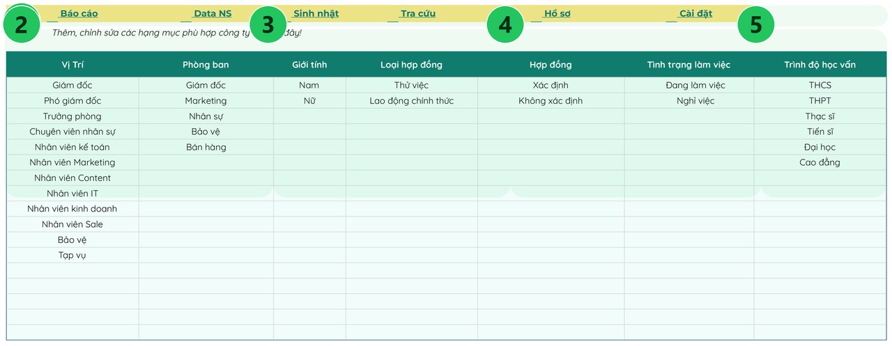 File uốn theo công ty bạn, không phải ngược lại — sheet ⚙️ Cài đặt